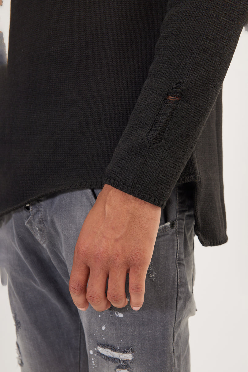 Men's Distorted Sweater - Black | Ron Tomson