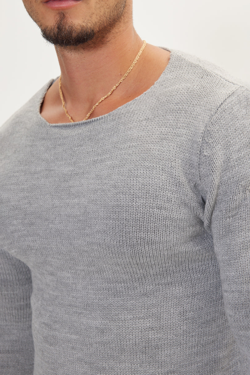 Men's Slim Crew-Neck Sweater - Grey | Ron Tomson