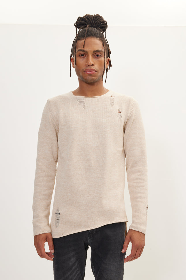 Men's Distorted Sweater - Beige | Ron Tomson