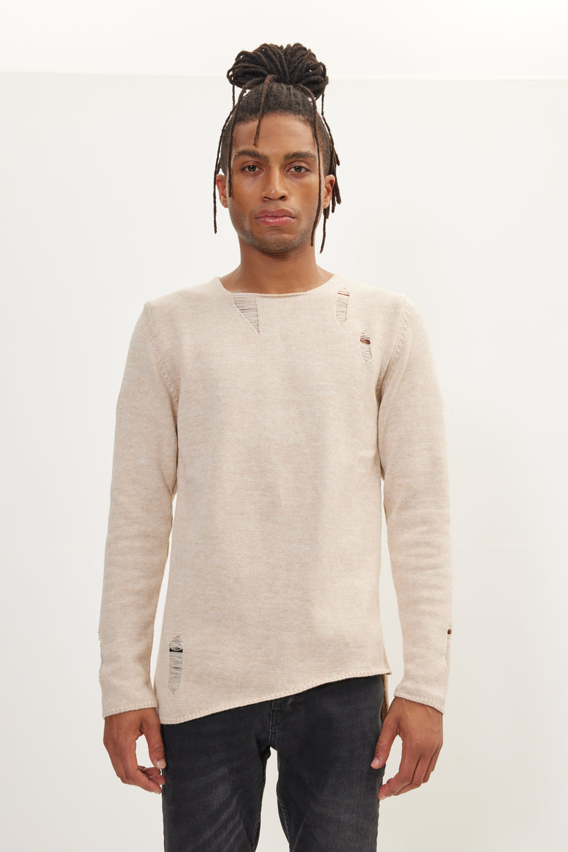 Men's Distorted Sweater - Beige | Ron Tomson