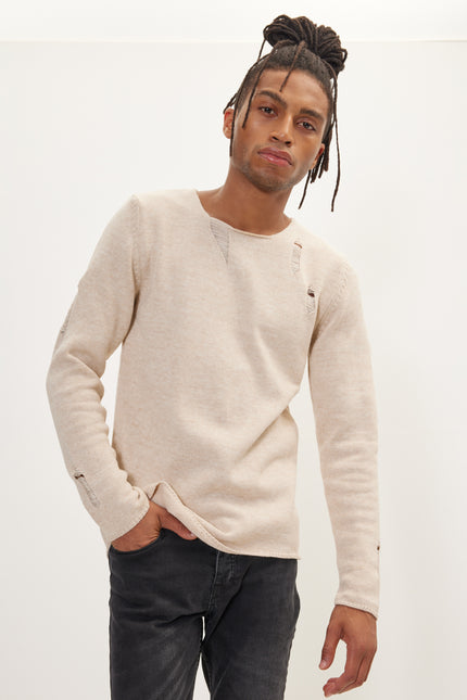 Men's Distorted Sweater - Beige | Ron Tomson
