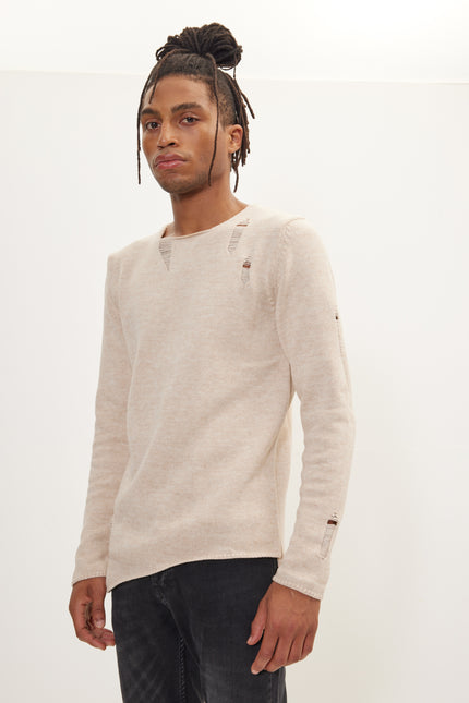 Men's Distorted Sweater - Beige | Ron Tomson