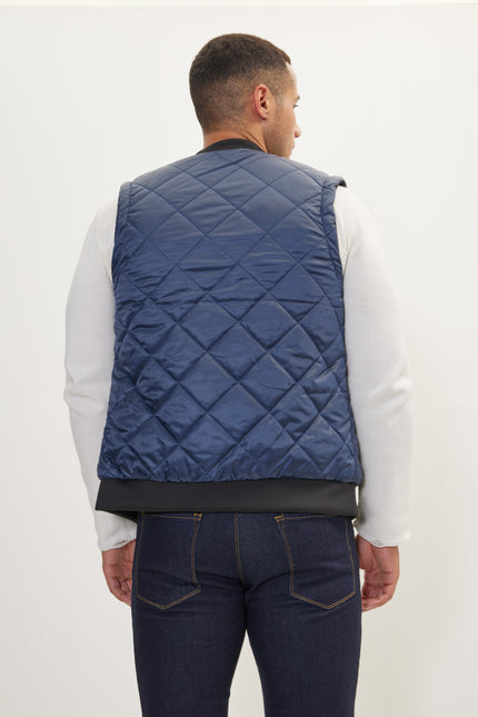 Men's Contrast Placket Vest - Navy | Ron Tomson