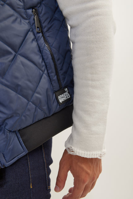 Men's Contrast Placket Vest - Navy | Ron Tomson