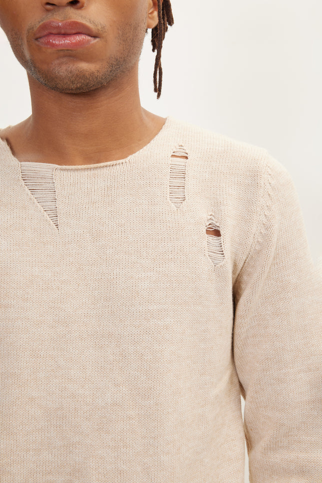 Men's Distorted Sweater - Beige | Ron Tomson