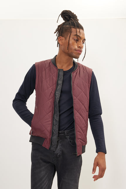 Men's Quilted Vest - Bordeaux | Ron Tomson