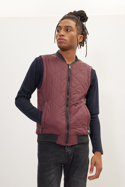 Men's Quilted Vest - Bordeaux | Ron Tomson