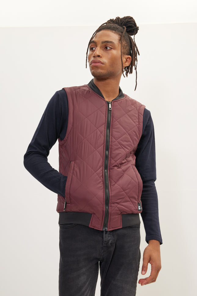 Men's Quilted Vest - Bordeaux | Ron Tomson