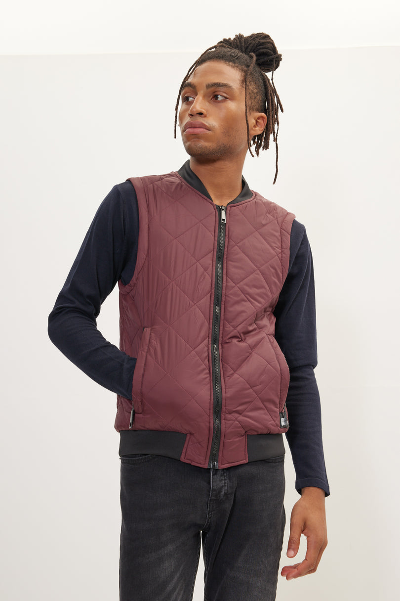 Men's Quilted Vest - Bordeaux | Ron Tomson