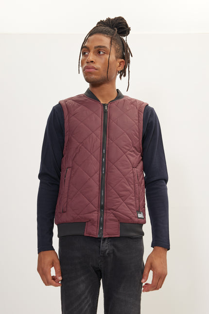 Men's Quilted Vest - Bordeaux | Ron Tomson