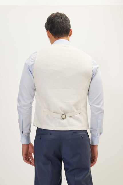 Men's Decorative Chain Cotton Vest - White | Ron Tomson