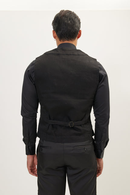 Men's Cotton Vest - Black | Ron Tomson