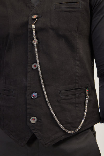 Men's Cotton Vest - Black | Ron Tomson