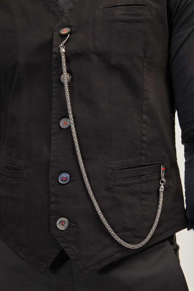 Men's Cotton Vest - Black | Ron Tomson