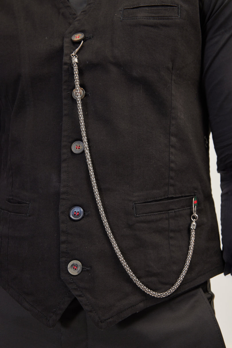 Men's Cotton Vest - Black | Ron Tomson