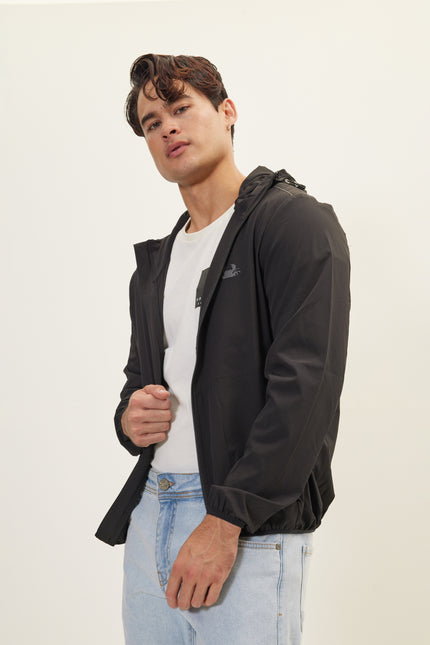 Men's Hooded Rain Jacket - Black | Ron Tomson