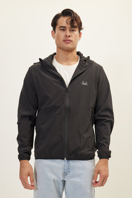 Men's Hooded Rain Jacket - Black | Ron Tomson