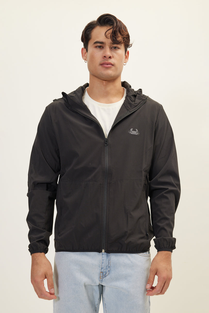 Men's Hooded Rain Jacket - Black | Ron Tomson