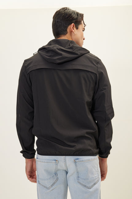 Men's Hooded Rain Jacket - Black | Ron Tomson