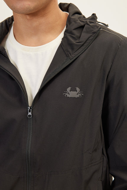 Men's Hooded Rain Jacket - Black | Ron Tomson