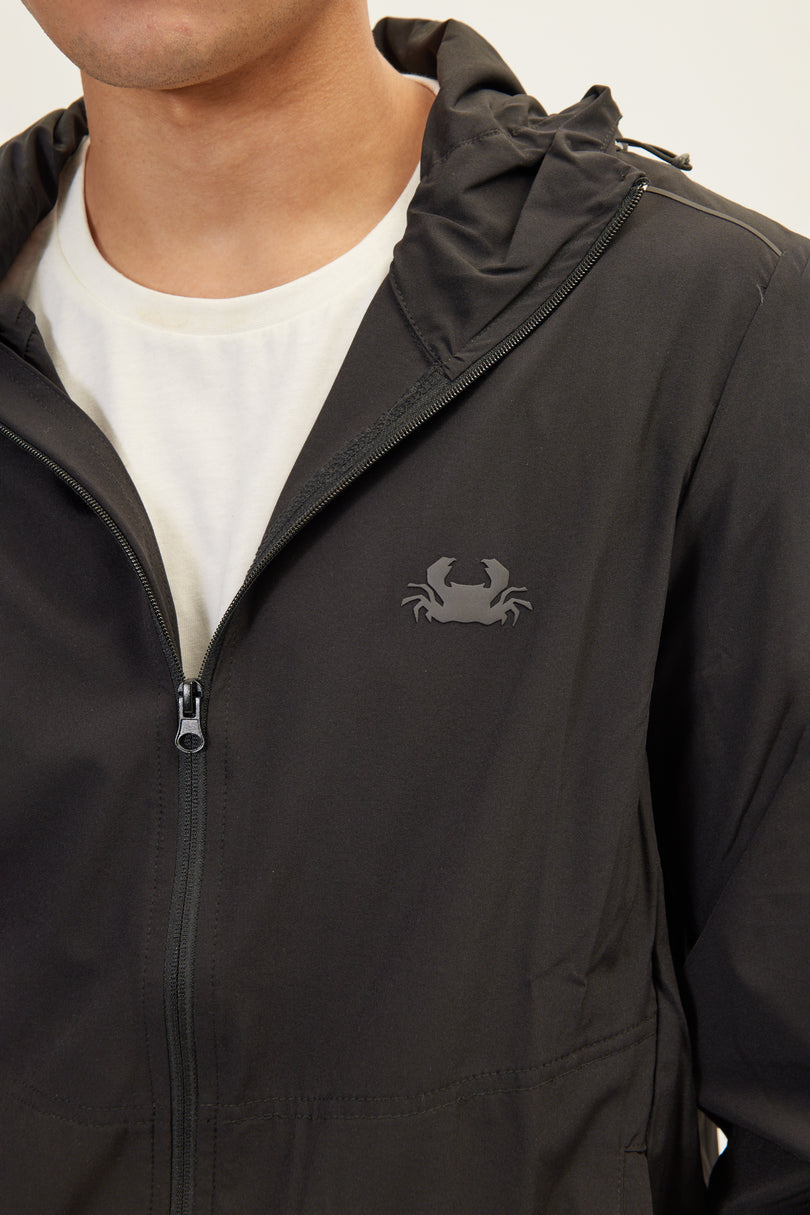 Men's Hooded Rain Jacket - Black | Ron Tomson