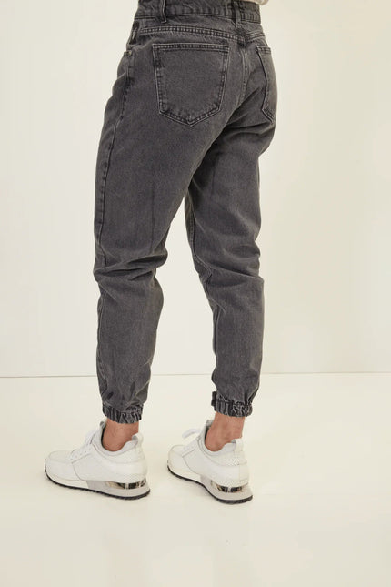 Men's Drawstring Denim Jogger - Black | Ron Tomson