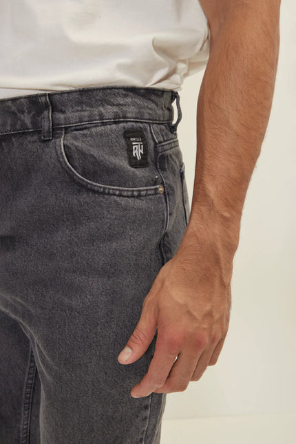 Men's Drawstring Denim Jogger - Black | Ron Tomson
