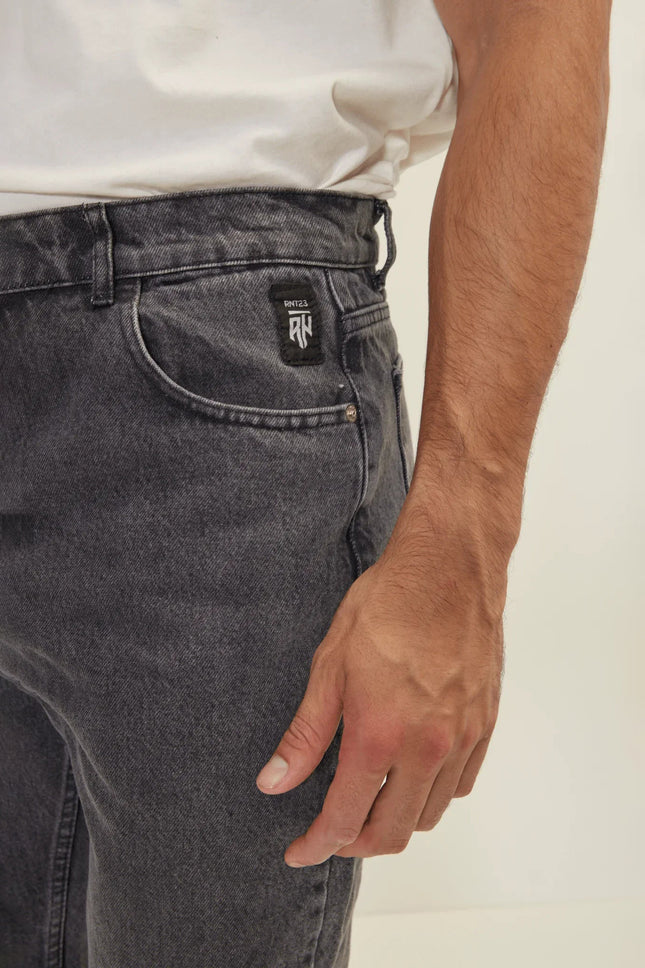 Men's Drawstring Denim Jogger - Black | Ron Tomson