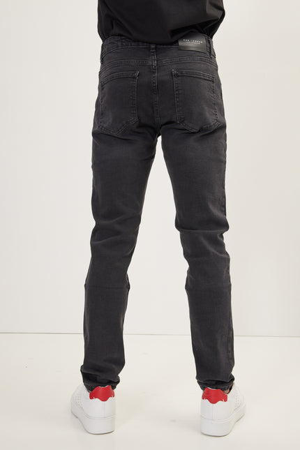 Men's Inner Red Stripe Denim Jeans - Black | Ron Tomson