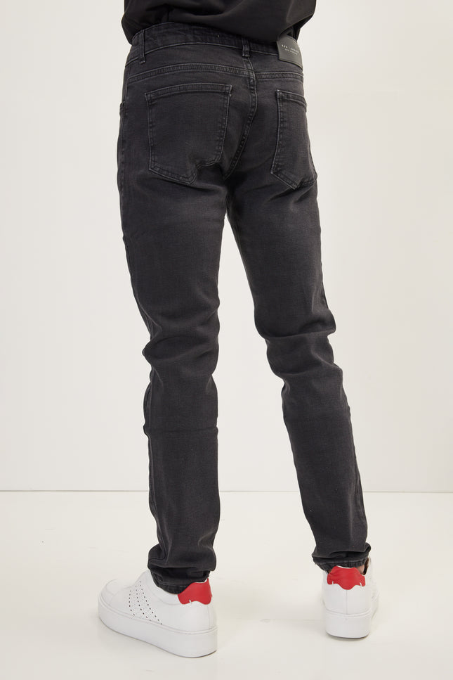 Inner Red Stripe Denim Jeans - Black