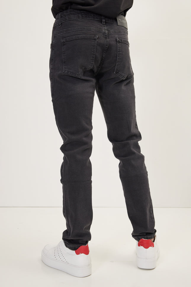 Men's Inner Red Stripe Denim Jeans - Black | Ron Tomson