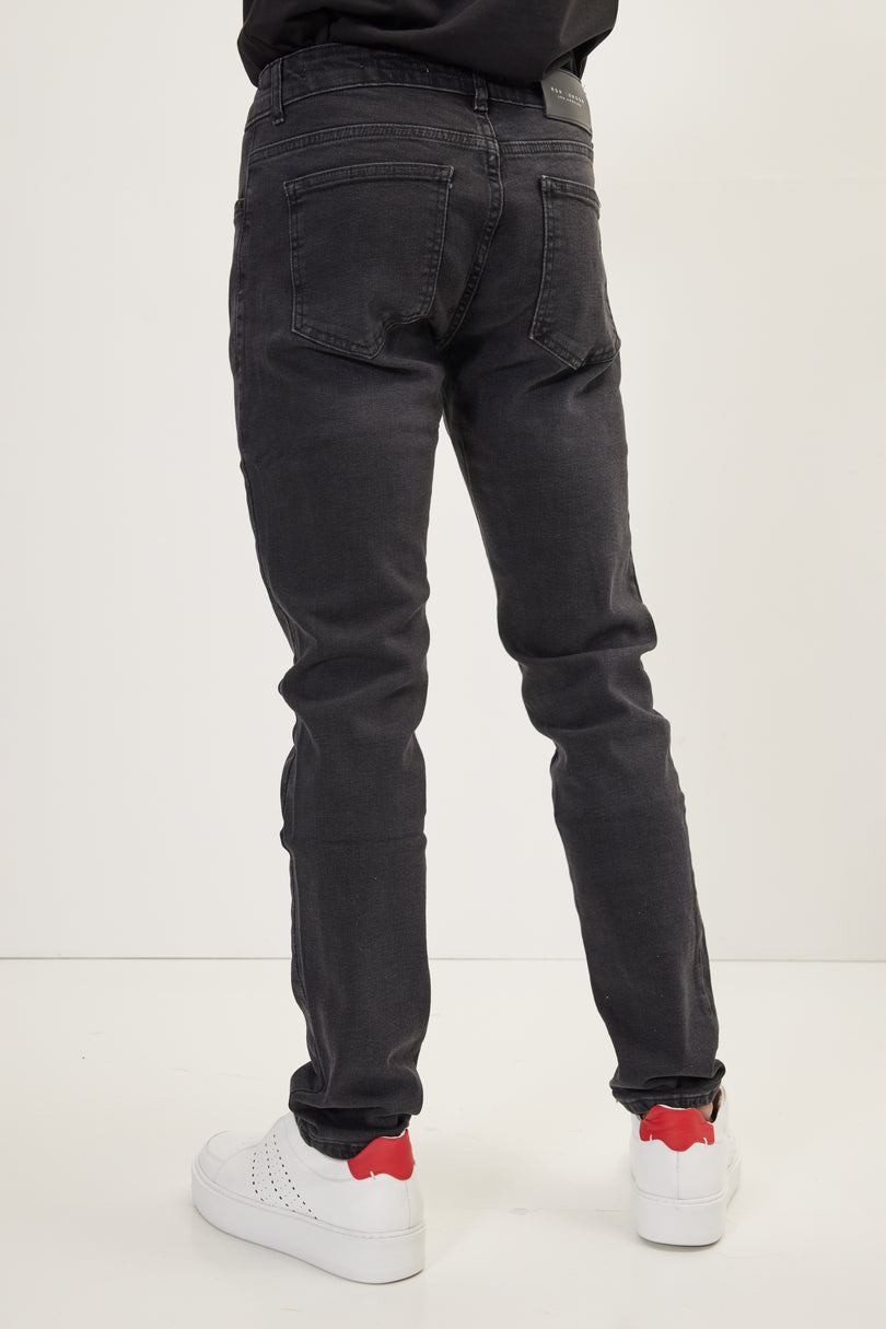 Men's Inner Red Stripe Denim Jeans - Black | Ron Tomson