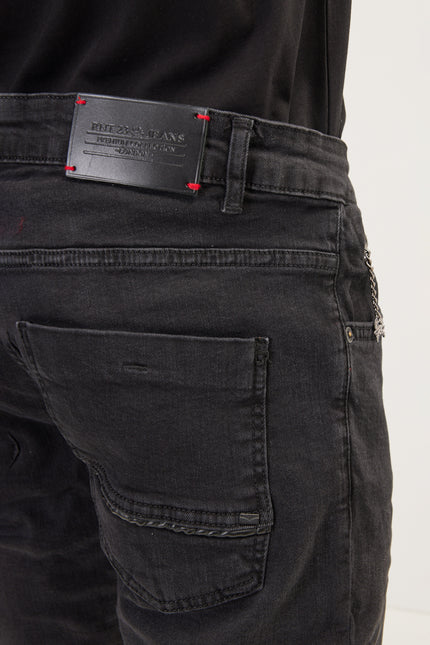 Men's Inner Red Stripe Denim Jeans - Black | Ron Tomson