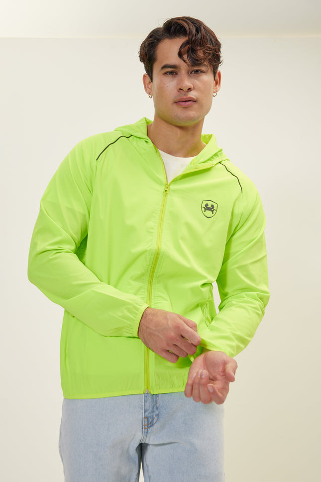 Men's Fixed-Hood Puffer Jacket - Neon Yellow | Ron Tomson