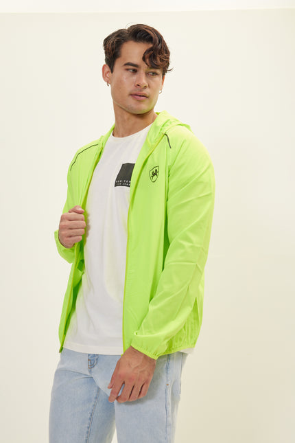 Men's Fixed-Hood Puffer Jacket - Neon Yellow | Ron Tomson