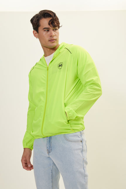 Men's Fixed-Hood Puffer Jacket - Neon Yellow | Ron Tomson