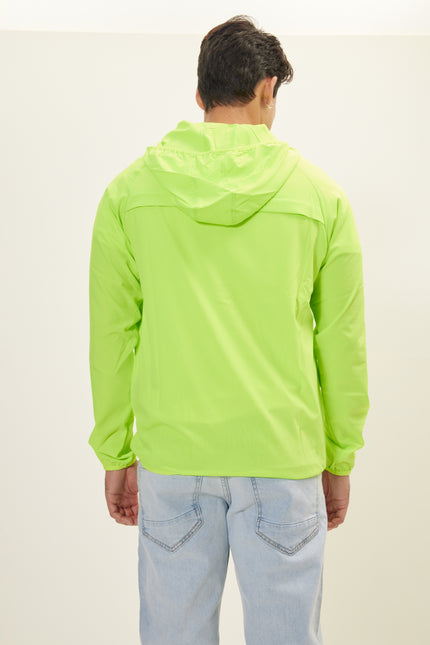 Men's Fixed-Hood Puffer Jacket - Neon Yellow | Ron Tomson