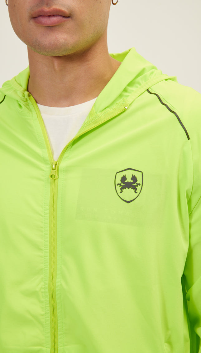 Fixed-Hood Puffer Jacket - Neon Yellow