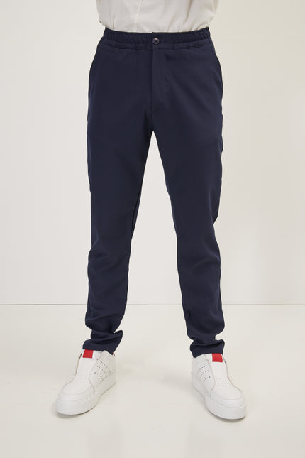 Men's Tailored Drawstring Jogger Pants - Navy | Ron Tomson