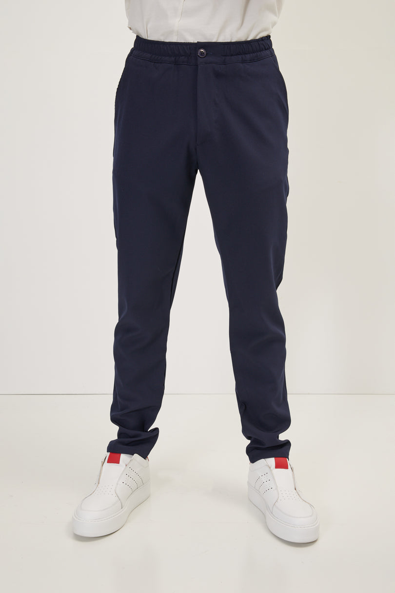Men's Tailored Drawstring Jogger Pants - Navy | Ron Tomson
