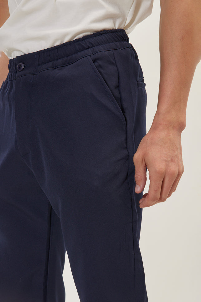 Men's Tailored Drawstring Jogger Pants - Navy | Ron Tomson