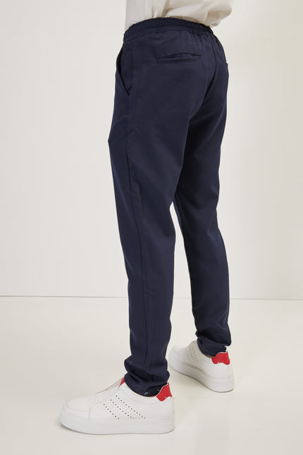 Men's Tailored Drawstring Jogger Pants - Navy | Ron Tomson