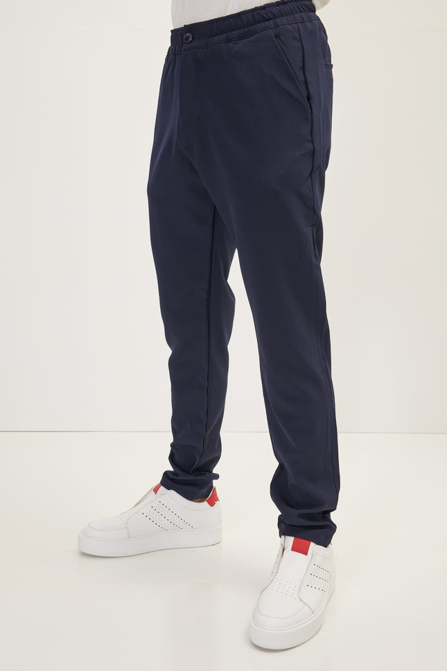 Men's Tailored Drawstring Jogger Pants - Navy | Ron Tomson