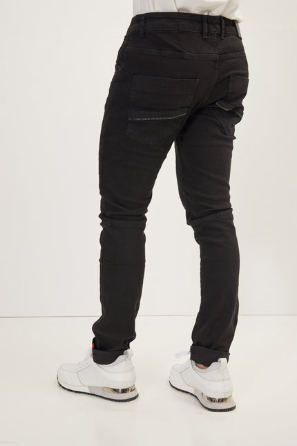 Men's Inner Red Stripe Denim Jeans - Black | Ron Tomson