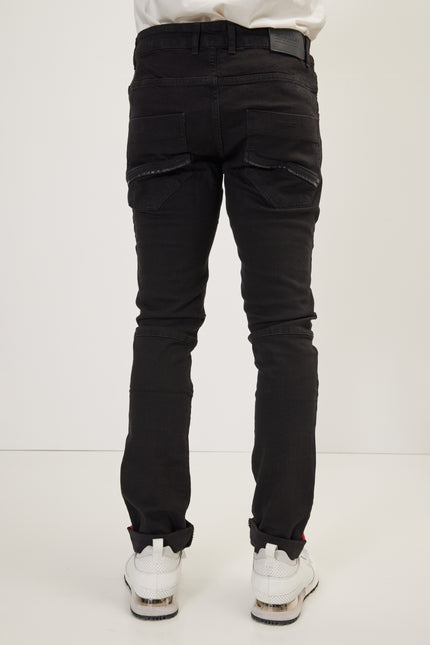 Men's Inner Red Stripe Denim Jeans - Black | Ron Tomson