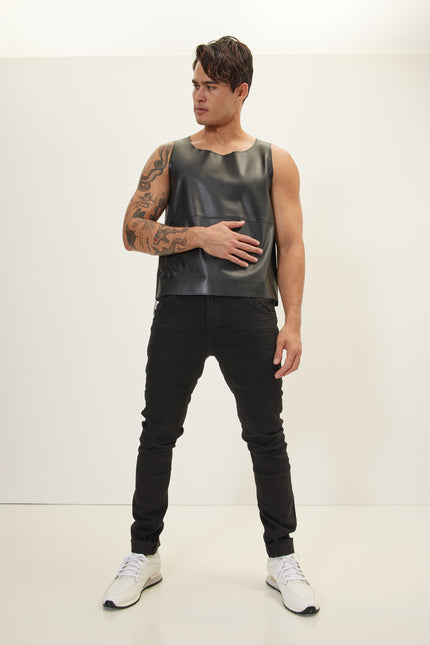 Men's Inner Red Stripe Denim Jeans - Black | Ron Tomson