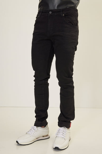 Men's Inner Red Stripe Denim Jeans - Black | Ron Tomson