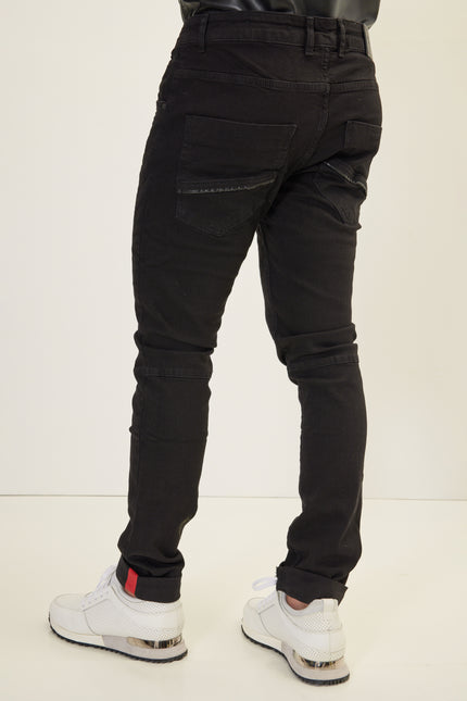 Men's Inner Red Stripe Denim Jeans - Black | Ron Tomson