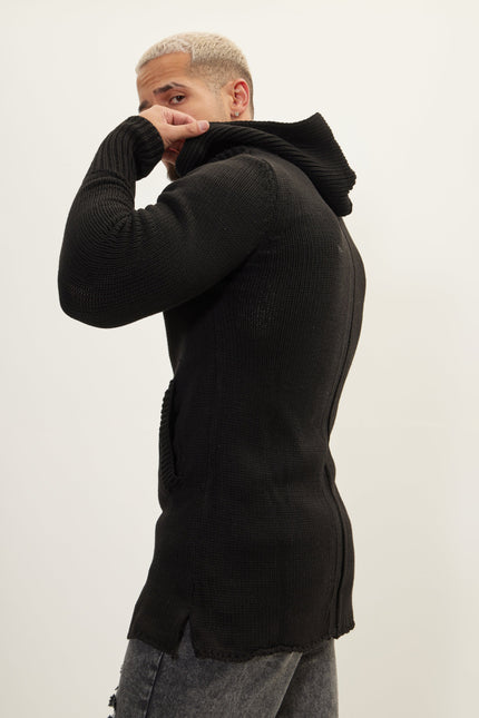 Men's Hooded Cardigan - Black | Ron Tomson
