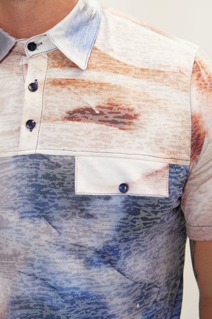 Men's Printed Polo Shirt - Batik Brown | Ron Tomson